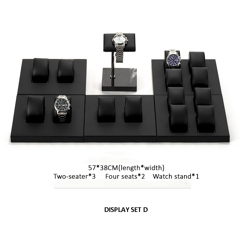 Watch Display Stand Set Black Color & Leather Material WS027-e