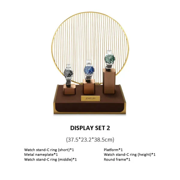 Watch Display Stand Set Brown Color & Microfiber, Metal Material WS025-c