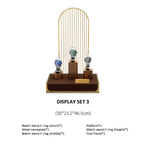 Watch Display Stand Set Brown Color & Microfiber, Metal Material WS025-d