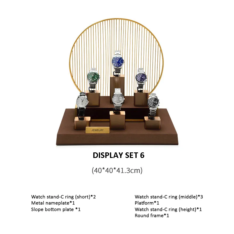 Watch Display Stand Set Brown Color & Microfiber, Metal Material WS025-g