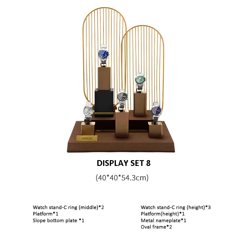 Watch Display Stand Set Brown Color & Microfiber, Metal Material WS025-i