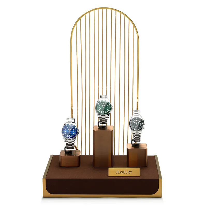 Watch Display Stand Set Brown Color & Microfiber, Metal Material WS025-j