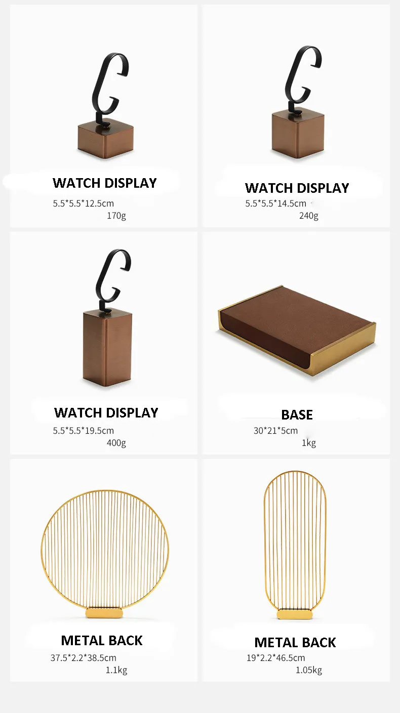 Watch Display Stand Set Brown Color & Microfiber, Metal Material WS025-n