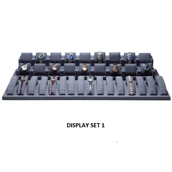 Watch Display Stand Set Dark Grey Color & Microfiber Material WS021