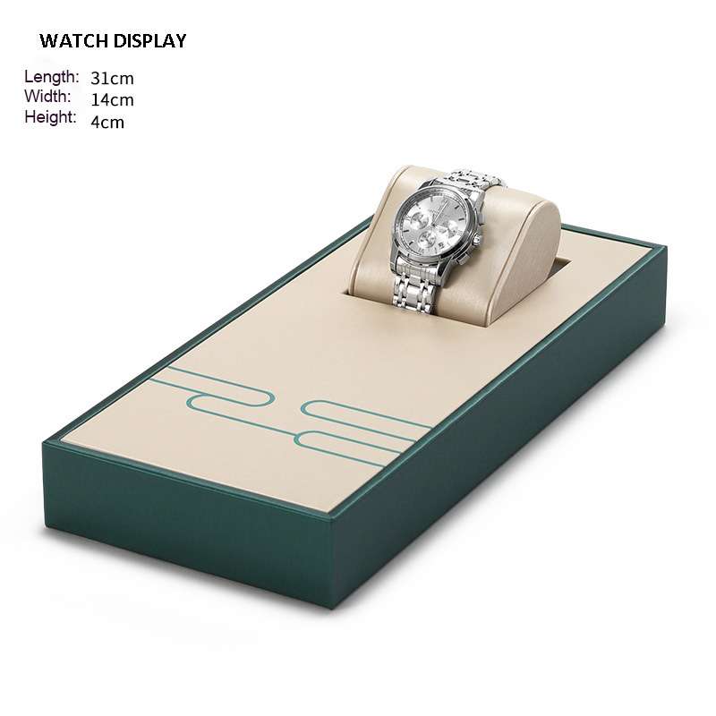 Watch Display Stand Set Green, Champagne Gold Color & Leather Material WS018-j