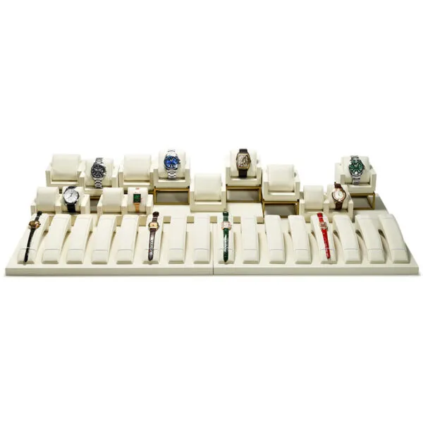 Watch Display Stand Set OFF White Color & Microfiber, Metal Material WS022