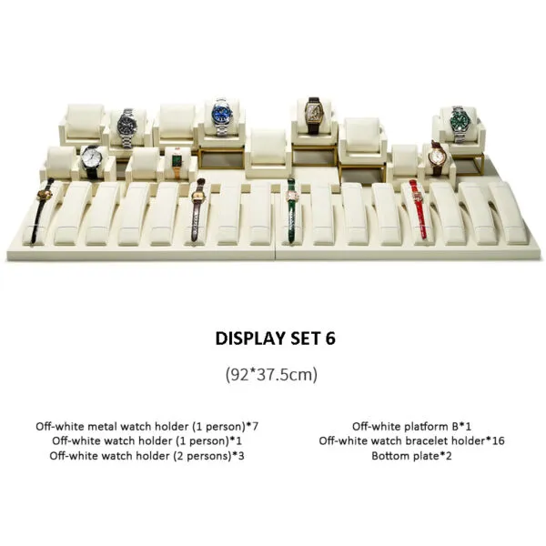 Watch Display Stand Set OFF White Color & Microfiber, Metal Material WS022-a