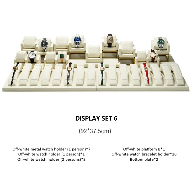 Watch Display Stand Set OFF White Color & Microfiber, Metal Material WS022-a