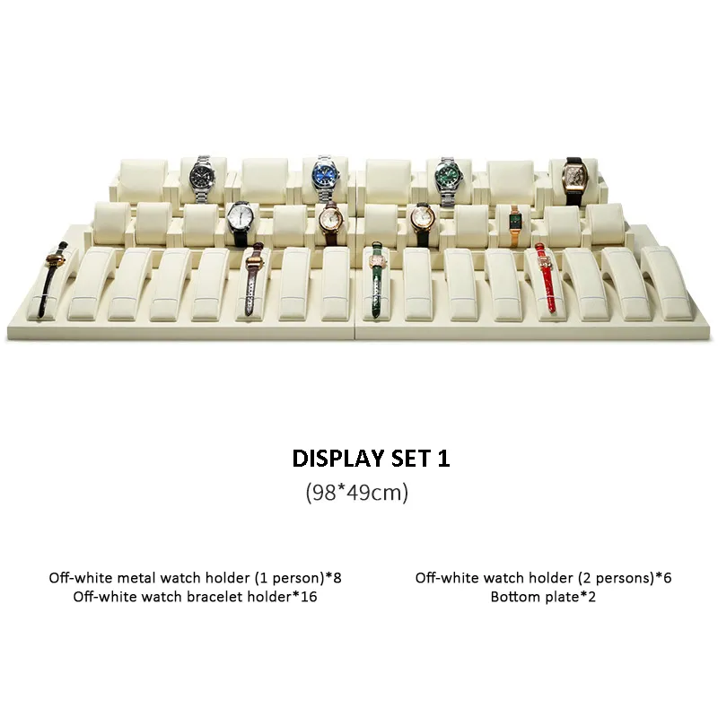 Watch Display Stand Set OFF White Color & Microfiber, Metal Material WS022-b