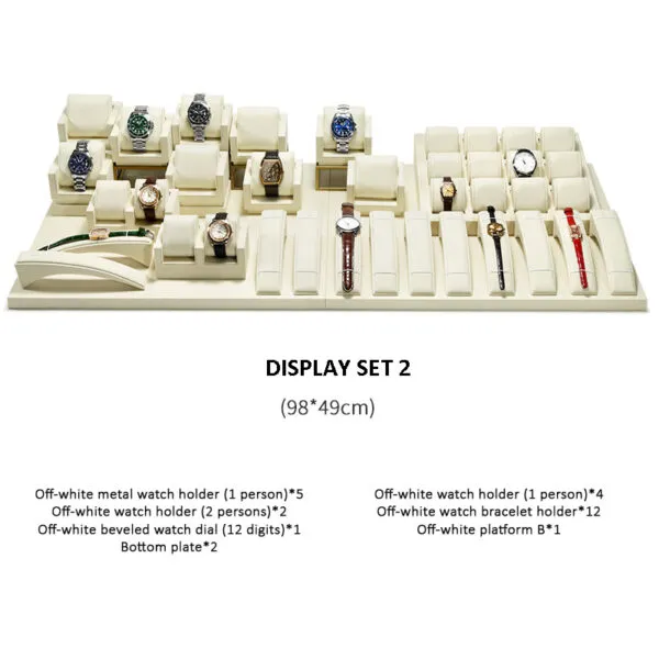 Watch Display Stand Set OFF White Color & Microfiber, Metal Material WS022-c