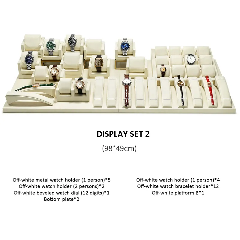 Watch Display Stand Set OFF White Color & Microfiber, Metal Material WS022-c