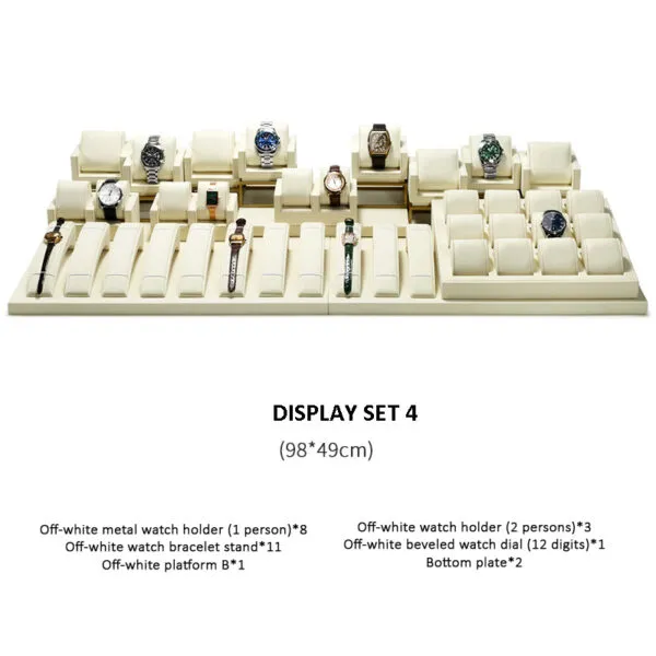 Watch Display Stand Set OFF White Color & Microfiber, Metal Material WS022-d