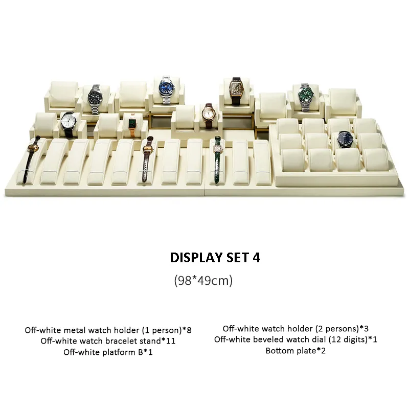 Watch Display Stand Set OFF White Color & Microfiber, Metal Material WS022-d