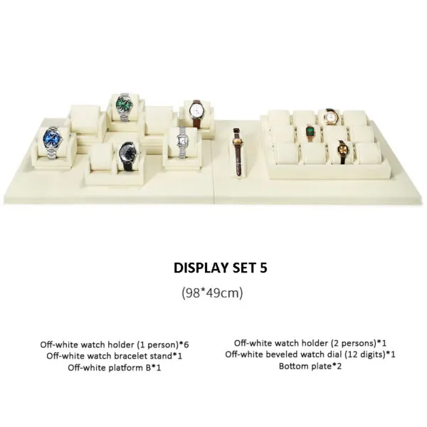 Watch Display Stand Set OFF White Color & Microfiber, Metal Material WS022-e