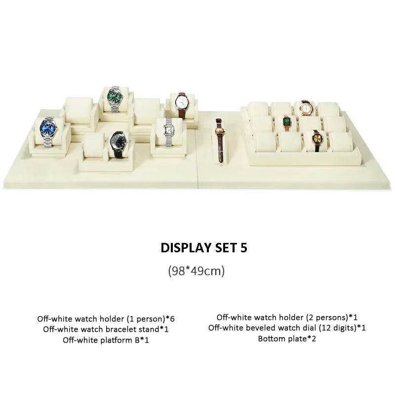 Watch Display Stand Set OFF White Color & Microfiber, Metal Material WS022-e