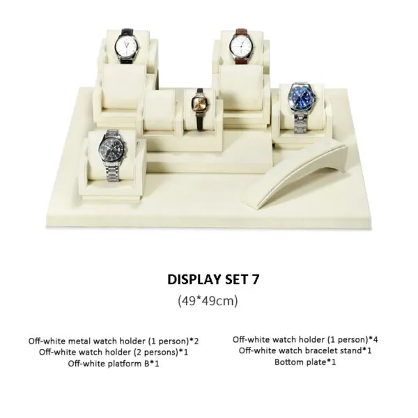 Watch Display Stand Set OFF White Color & Microfiber, Metal Material WS022-f