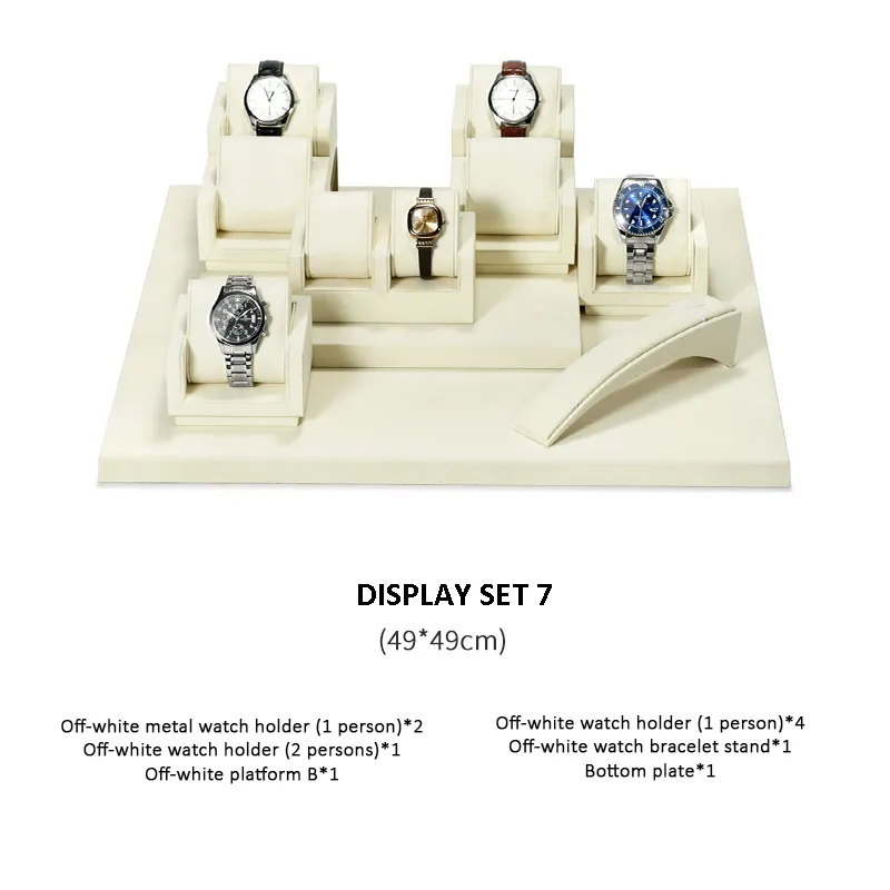 Watch Display Stand Set OFF White Color & Microfiber, Metal Material WS022-f