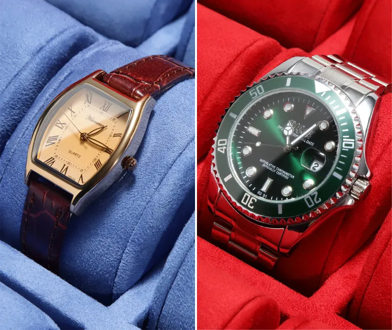 Watch Display Stand Set Orange, Green, Red, Blue Color & Microfiber, Velvet Material WS020-c