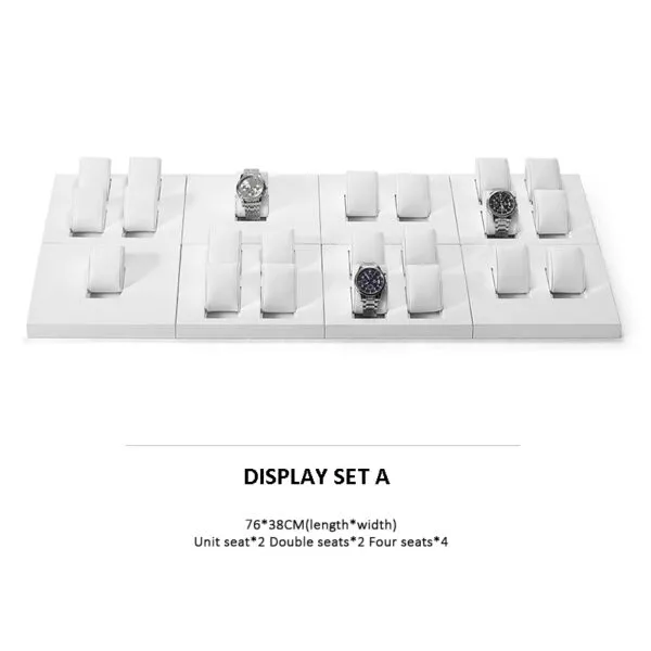Watch Display Stand Set White Color & Leather Material WS024-b