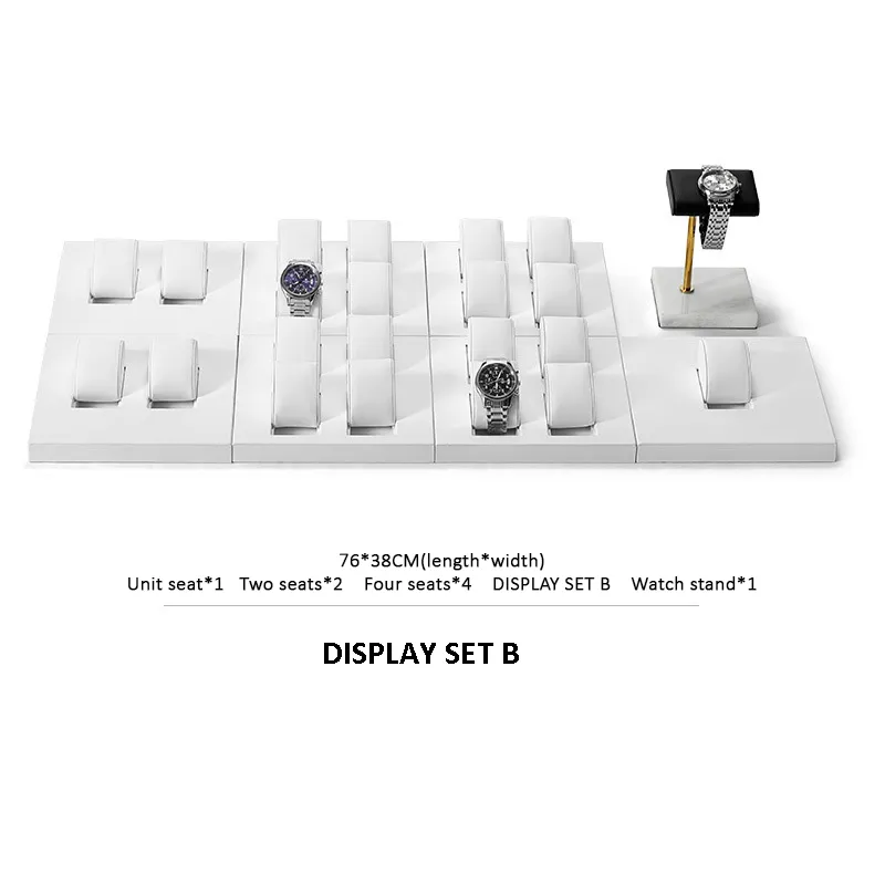 Watch Display Stand Set White Color & Leather Material WS024-c