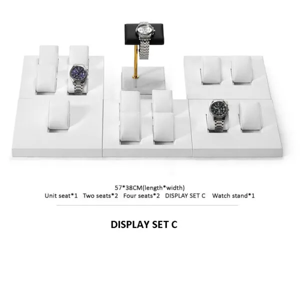 Watch Display Stand Set White Color & Leather Material WS024-d