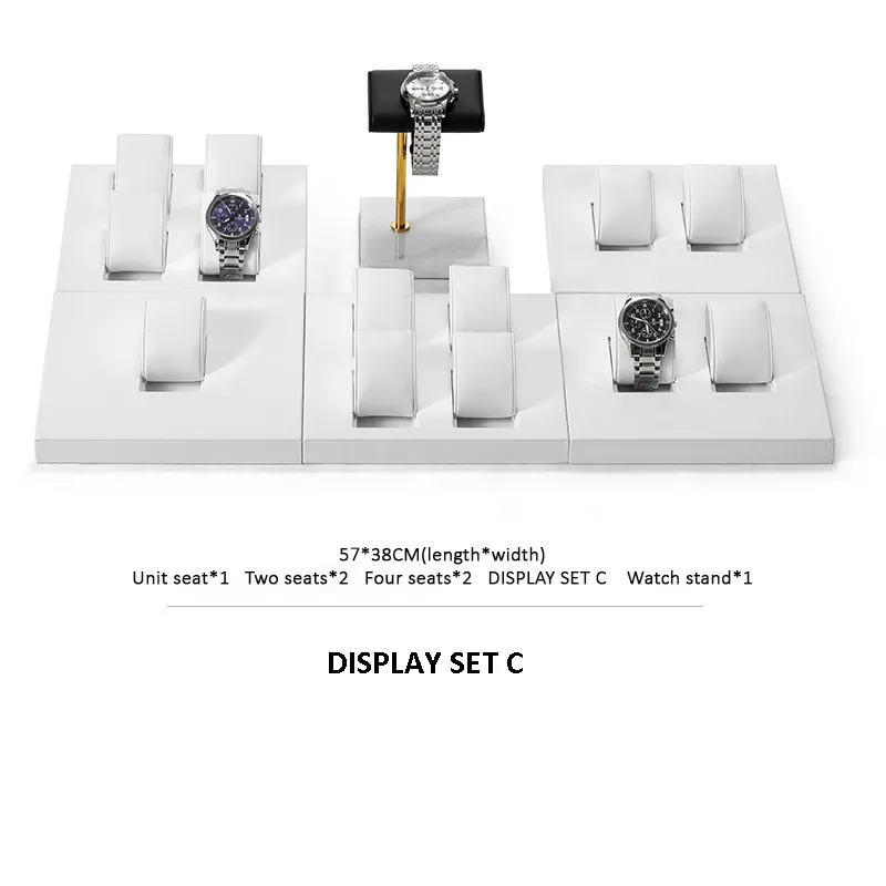 Watch Display Stand Set White Color & Leather Material WS024-d