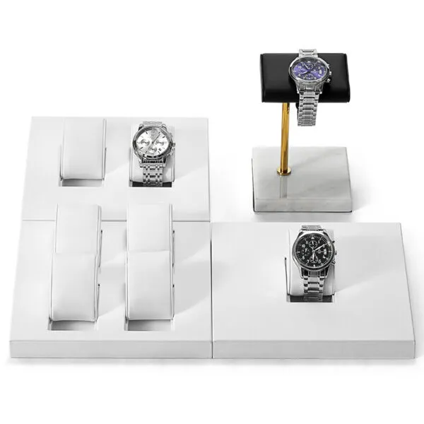 Watch Display Stand Set White Color & Leather Material WS024-j