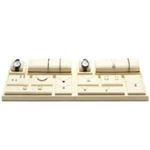 Jewelry Watch Display Stand Set Off-White Color & Microfiber Material DS168