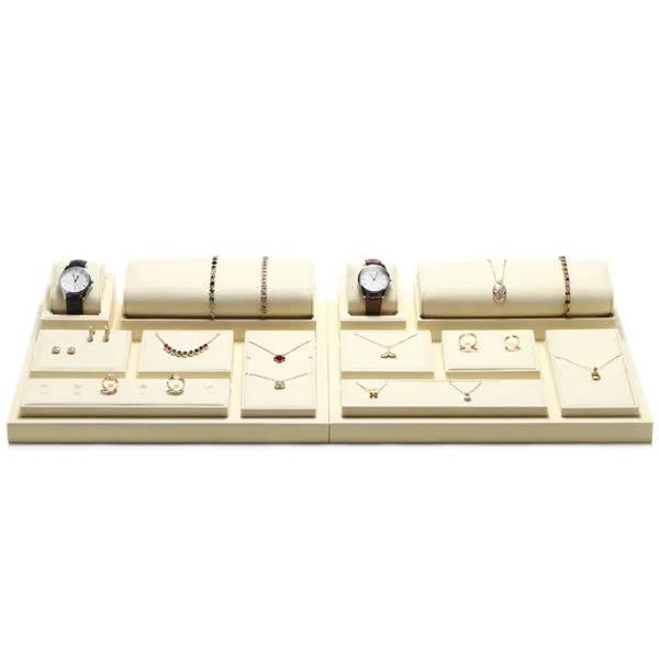 Jewelry Watch Display Stand Set Off-White Color & Microfiber Material DS168