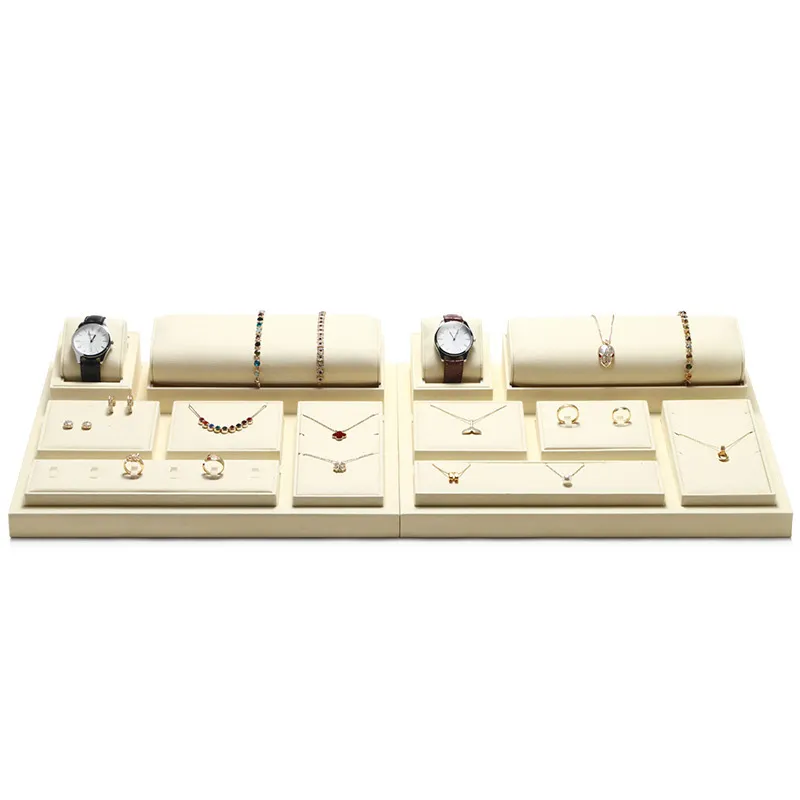 Watch Jewelry Display Stand Set Off-White Color & Microfiber Material WS026-a