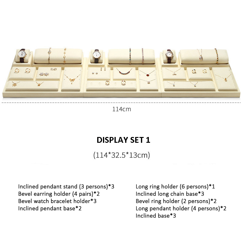 Watch Jewelry Display Stand Set Off-White Color & Microfiber Material WS026-d