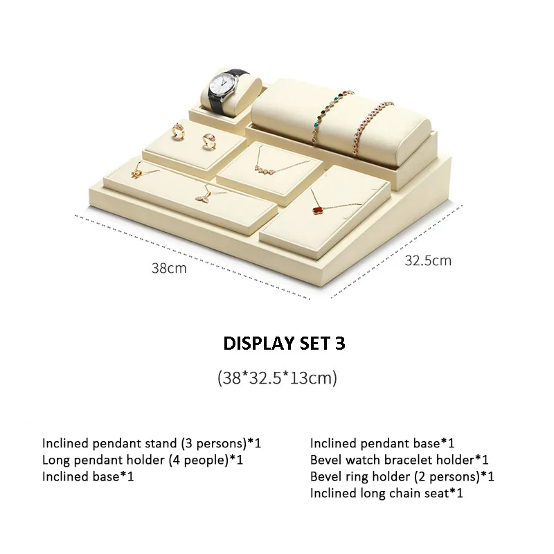 Watch Jewelry Display Stand Set Off-White Color & Microfiber Material WS026-f