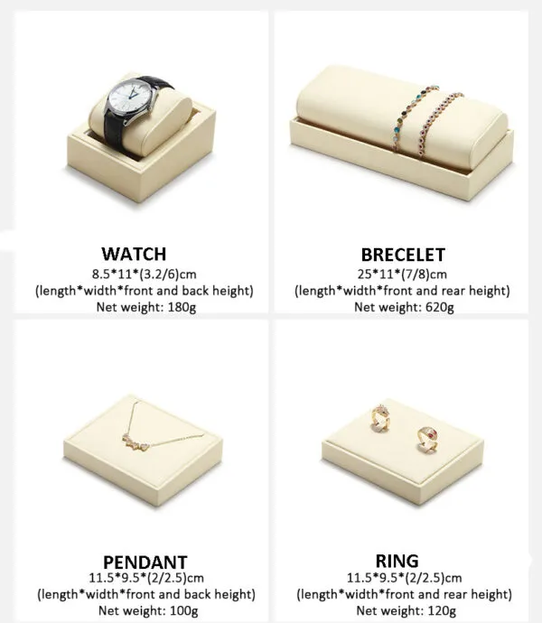 Jewelry Watch Display Stand Set Off-White Color & Microfiber Material DS168