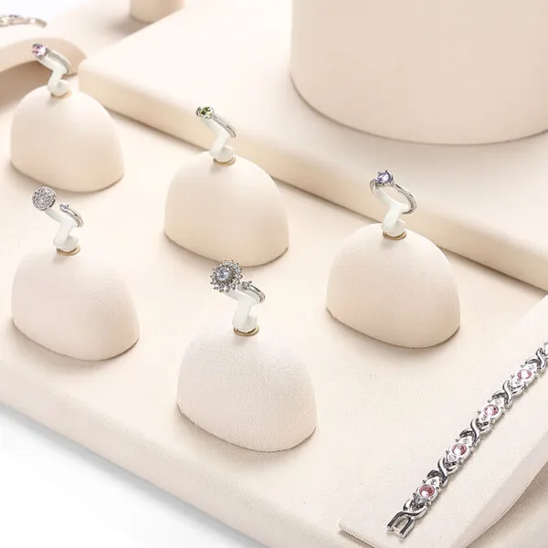 Jewelry Display Stand Set Beige Color & Microfiber Material DS139-y