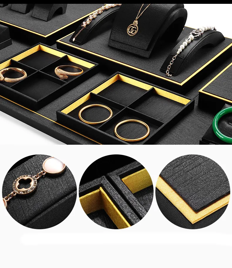 Jewelry Display Stand Set Black Color & Fabric Material DS141-ad
