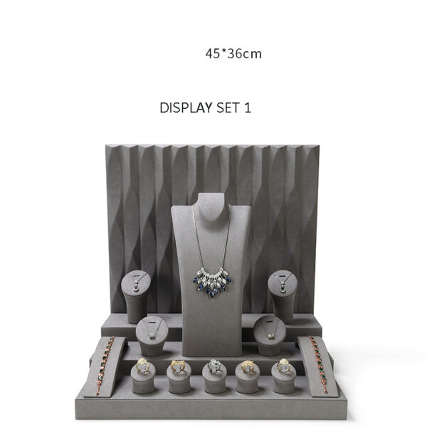 Jewelry Display Stand Set Grey Color & Microfiber Material DS138-x