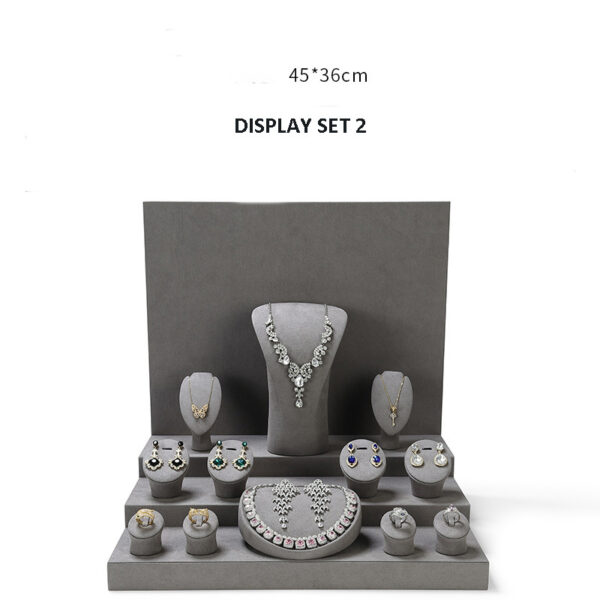 Jewelry Display Stand Set Grey Color & Microfiber Material DS138-z