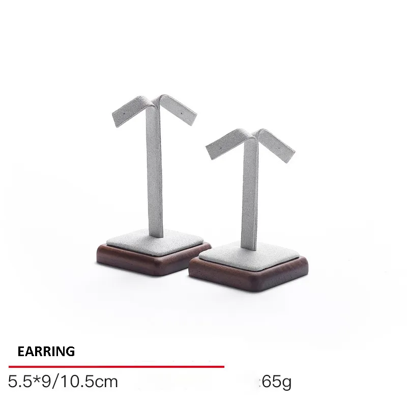 Jewelry Display Stand Set Light Grey Color & Microfiber, Wood Material DS142-t