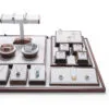 Jewelry Display Stand Set Light Grey Color & Microfiber, Wood Material DS142-x