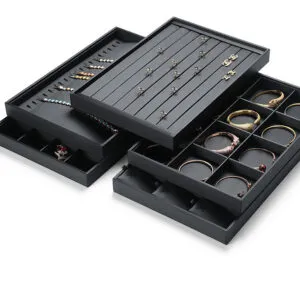 Jewelry Display Tray Multifunction Black Pendant, Ring, Flat, Bracelet, Bangle, Brooch Tray & Leather TR031-b Jewelry Display Tray Multifunction Black Pendant, Ring, Flat, Bracelet, Bangle, Brooch Tray & Leather TR031-b