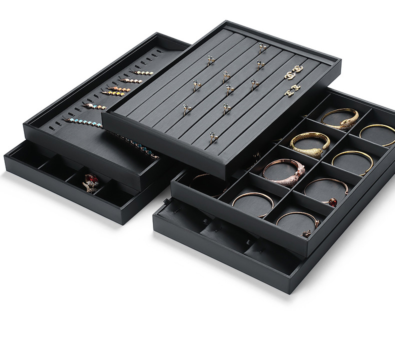 Jewelry Display Tray Multifunction Black Pendant, Ring, Flat, Bracelet, Bangle, Brooch Tray & Leather TR031-b