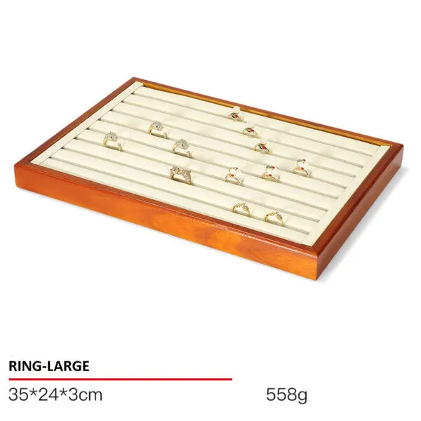 Jewelry Display Tray Multifunction Presentation Trays Pendant, Ring Bracelet, Bangle, Brooch, Flat, Loose Diamond Tray & Microfiber, Wood TR036-b