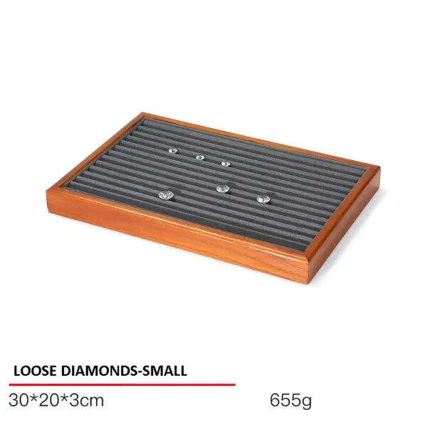 Jewelry Display Tray Multifunction Presentation Trays Pendant, Ring Bracelet, Bangle, Brooch, Flat, Loose Diamond Tray & Microfiber, Wood TR036-d
