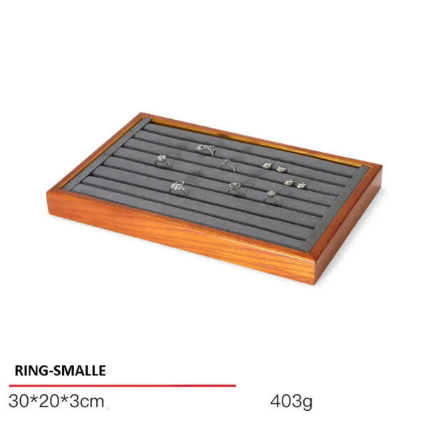 Jewelry Display Tray Multifunction Presentation Trays Pendant, Ring Bracelet, Bangle, Brooch, Flat, Loose Diamond Tray & Microfiber, Wood TR036-e