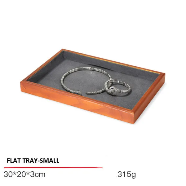 Jewelry Display Tray Multifunction Presentation Trays Pendant, Ring Bracelet, Bangle, Brooch, Flat, Loose Diamond Tray & Microfiber, Wood TR036-f