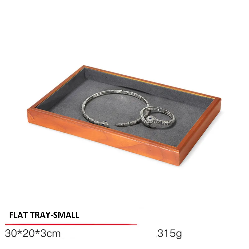 Jewelry Display Tray Multifunction Presentation Trays Pendant, Ring Bracelet, Bangle, Brooch, Flat, Loose Diamond Tray & Microfiber, Wood TR036-f