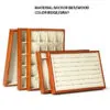 Jewelry Display Tray Multifunction Presentation Trays Pendant, Ring Bracelet, Bangle, Brooch, Flat, Loose Diamond Tray & Microfiber, Wood TR036-k