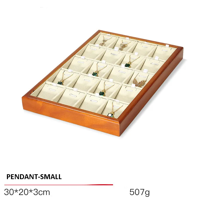 Jewelry Display Tray Multifunction Presentation Trays Pendant, Ring Bracelet, Bangle, Brooch, Flat, Loose Diamond Tray & Microfiber, Wood TR036-m