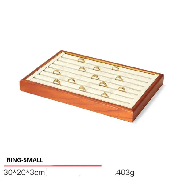 Jewelry Display Tray Multifunction Presentation Trays Pendant, Ring Bracelet, Bangle, Brooch, Flat, Loose Diamond Tray & Microfiber, Wood TR036-n