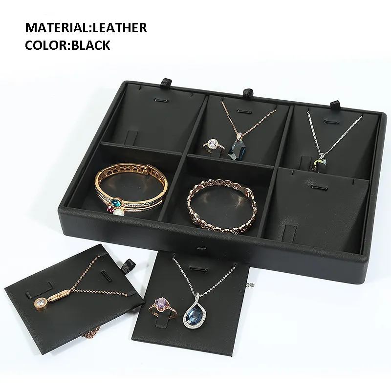 Jewelry Display Tray Multifunction Presentation Trays Pendant, Ring Bracelet, Bangle, Flat Tray & Leather TR037-f